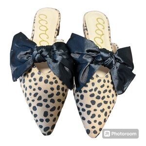 CCOCCI Valerie Leopard Flats with black bow Size 7.5 NWOT Women